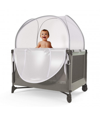 Nahbou Baby Crib Tent - Pack 'n Play: Net Cover Crib Tent To Keep Baby From Climbing Out And Safety Crib Tent To Keep Cats Out. Popup Crib Net And Crib Cover Protects Against Mosquito Bites and Toddlers