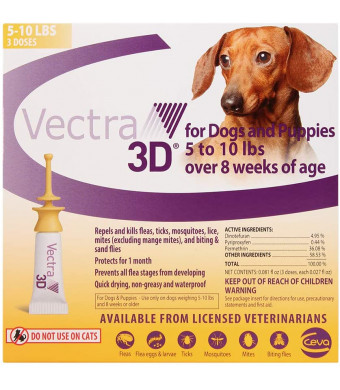 Vectra 3D XS Dog 5-10lbs, 3 Doses