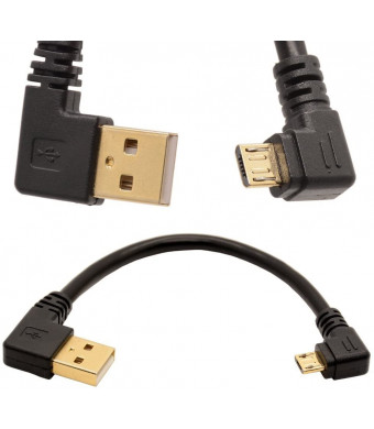 BSHTU Gold Plated USB 2.0 A Left Angle to Micro B Right Angled Cable Data Sync and Charge Cable (Right)