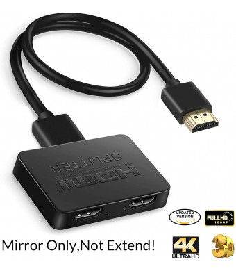 avedio links HDMI Splitter 1 in 2 Out, 4K HDMI Splitter for Dual Monitors, 1x2 HDMI Splitter 1 to 2 Amplifier for Full HD 1080P 3D Come with High Speed HDMI Cable(1 Source onto 2 Displays)
