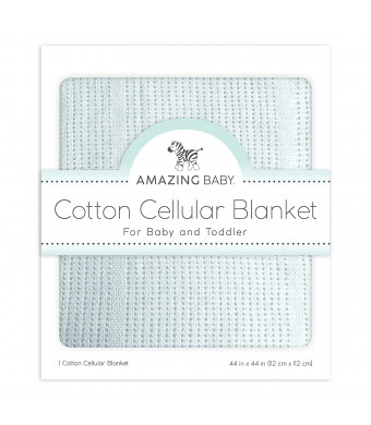 Amazing Baby Cellular Blanket, Premium Cotton, Soft Blue
