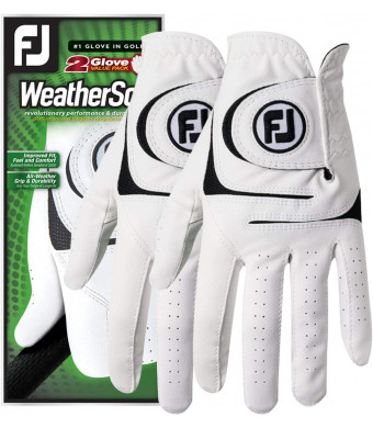 FootJoy Men's WeatherSof Golf Gloves, Pack of 2 (White)