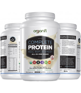 Organifi: Complete Protein - Vegan Protein Powder - Organic Plant Based Protein Drink - Soy, Dairy, and Gluten Free - Digestive Enzymes - Complete Vanilla Flavor - 30 Day Supply - Immunity Support