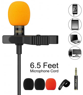 PoP voice Upgraded Lavalier Lapel Microphone, Omnidirectional Condenser Mic for Apple iPhone iPad Mac Android Smartphones, Youtube, Interview, Studio, Video, Recording,Noise Cancelling Mic