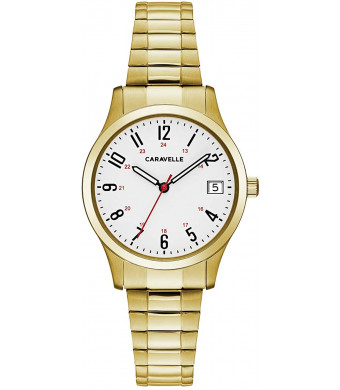 Caravelle Designed by Bulova Women's Quartz Watch with Stainless-Steel Strap, Gold, 15 (Model: 44M113)