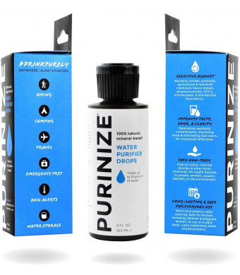 PURINIZE - The Best and Only Patented Natural Water Purifying Solution - Chemical Free Camping and Survival Water Purification