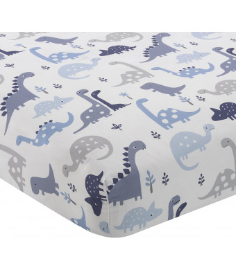 Bedtime Originals Roar Dinosaur Fitted Crib Sheet, Blue/White