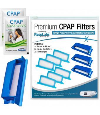 RespLabs CPAP Filters Compatible with Philips Respironics Dreamstation - 3 Reusable Large Particle and 6 Disposable Ultra-Fine Filters