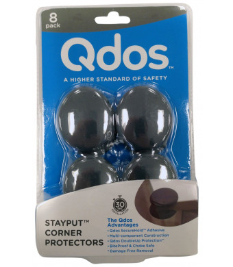 Qdos StayPut Corner Guards and Protectors - Multi-Component Construction -Guaranteed to Stay in Place unlike inferior products - Bite Proof and Choke Safe - Food Grade  Material | 8 pack | Gray