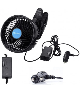 Alagoo 12V 6''Car Cooling Fan Automobile Vehicle Clip Fan Powerful Quiet Ventilation Electric Car Fans with Adjustable Clip and Cigarette Lighter Plug for Car/Vehicle