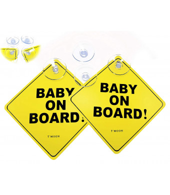 Kapel Baby on Board Sign with 4 Big Suction Cups. Thicker, Heat Resistant, Perfect in All Weathers