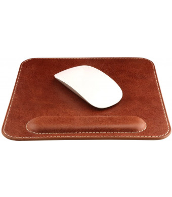 Londo Genuine Leather Mouse pad with Wrist Rest, Brown