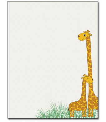 Baby Mama Giraffe Stationery Paper - 80 Sheets - Great for Baby Showers, Birth Announcements, and Children's Party Invitations