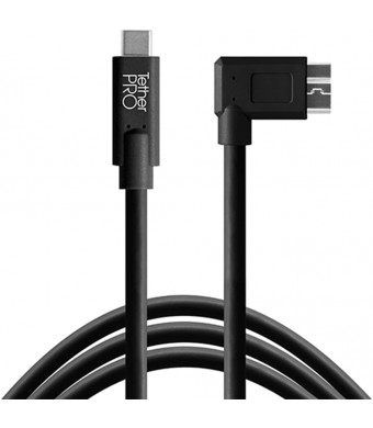 TetherPro USB-C to 3.0 Micro-B Right Angle - 15' (4.6m) (Black)
