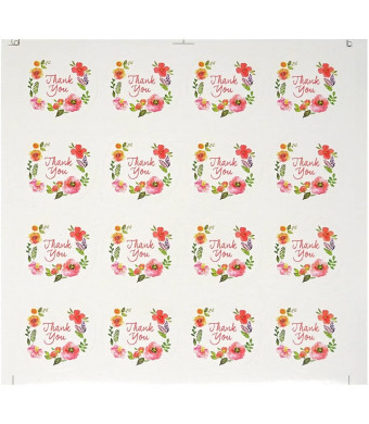 Honbay 20 Sheets 320pcs Thank You Floral Watercolor Round Sticker Labels Self-Adhesive Seal Sticker Decorative Sticker for Wedding, Scrapbooking, Cookies Packaging, Gift Wrap, Envelopes Seal, etc