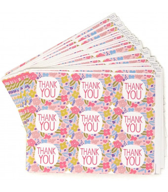 Honbay 20 Sheets 180pcs Thank You Floral Sticker Labels Self-Adhesive Seal Sticker Decorative Sticker for Wedding, Scrapbooking, Thank You Notes, Card Making, Packaging, Gift Wrap, Envelopes Seal, et