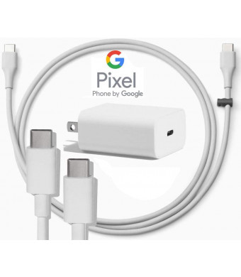 Google USB-C Charging Rapidly Charger for 2nd and 3rd Gen Pixel devices (18W 3A Charger + 3 Foot USB-C, C-C Cable)