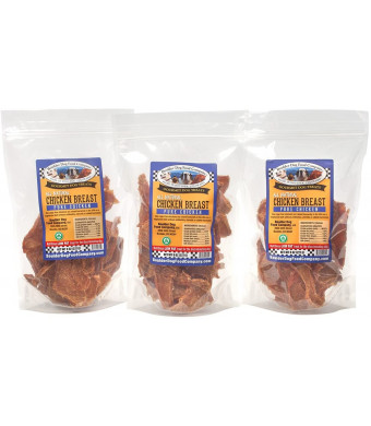 Chicken Breast Strips, 8 oz: Chicken Jerky Dog Treats - Grain Free Dog Treats - Healthy Dog Treats - Natural Dog Treats - Dog Treats Made in USA Only (3 Bags)