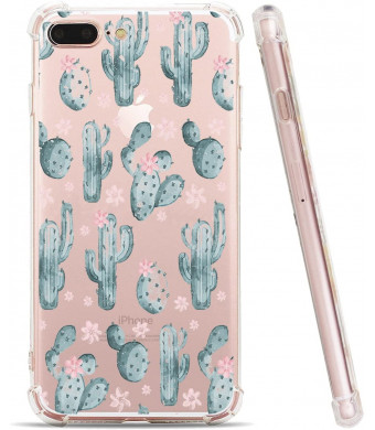 Beatuiphone Silicone Plant Case Compatible iPhone 7P/8P with Cactus Pattern Clear Soft Flexible TPU Back Cover Protection Anti-Finger Print (Cactus)