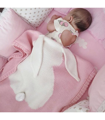 SUNBABY Kids Blankets, Cute Rabbit Crochet Newborn Blanket Baby Bedding Cover Bath Towels Play Mat (Pink)