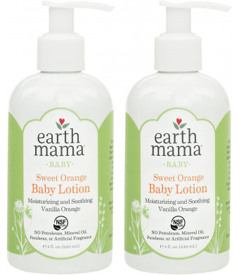 Earth Mama Sweet Orange Baby Lotion with Organic Calendula, 8-Fluid Ounce, 2-Pack