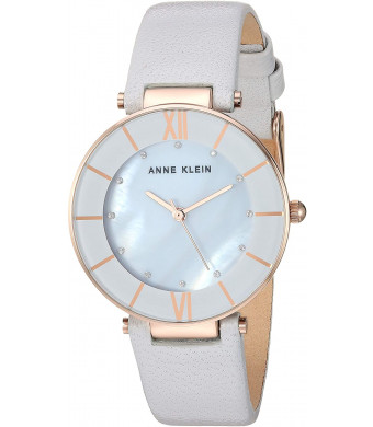 Anne Klein Women's AK/3272 Swarovski Crystal Accented Leather Strap Watch