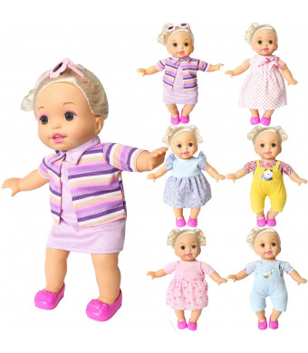BOBO clothes Set of 6 For 12-14-16 Inch Alive Lovely Baby Doll Clothes Dress Outfits Costumes Dolly Pretty Doll Cloth Handmade Girl Christmas Birthday Gift (16)