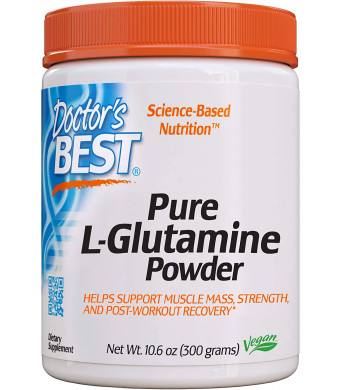 Doctor's Best Pure L-Glutamine Powder, Supports Muscle Mass, Strength and Post-Workout Recovery, Amino Acid, 300g