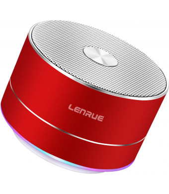 LENRUE Portable Wireless Bluetooth Speaker with Built-in-Mic,Handsfree Call,AUX Line,TF Card,HD Sound and Bass for iPhone Ipad Android Smartphone and More (Red)