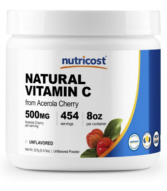 Nutricost Natural Vitamin C - Acerola Cherry Powder 0.5 LB - Gluten Free and Non-GMO