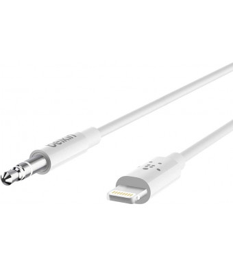 Belkin 3.5mm Audio Cable with Lightning Connector (3Ft Mfi-Certified Lightning to Aux Cable for iPhone 11, Pro, Max, XS, Max, XR, X, 8, Plus and More), White