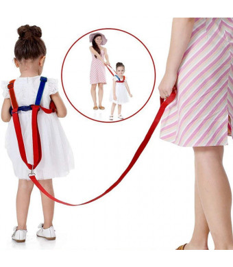 Toddler Leash and Harness for Child Safety,2 in 1 Anti Lost Wrist Link Baby Walking Harness for 0-5 Years Kids (BlueandRed)