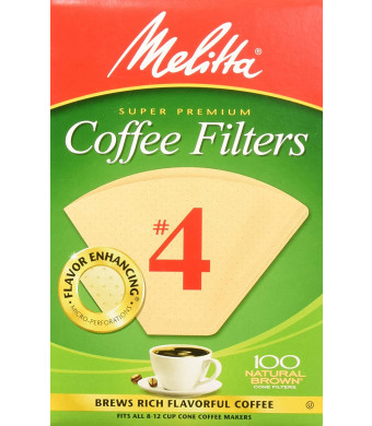 Melitta Cone Coffee Filters Natural Brown #4, 100 Count
