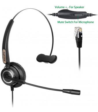 Office Headset Headphones + Adjustable Volume + Mute Control for Cisco IP Telephone 7940 7960 7970 7962 7975 7961 7971 7960 8841 M12 M22 and All Series
