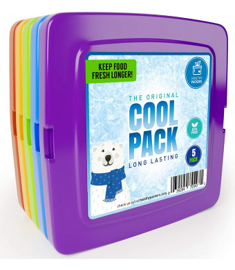 Healthy Packers Cool Pack, Slim Ice Pack for Lunch Box - Quick Freeze and Long-Lasting - Freezer Cold Packs for Cooler Bag and Lunch Boxes - Original Long-Lasting Formula (5-Pack)