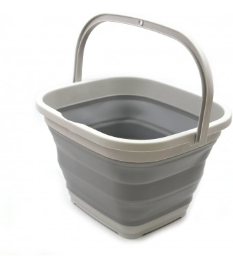 SAMMART 10L (2.6 gallon) Collapsible Rectangular Handy Basket/Bucket (1, Grey)