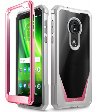 Moto G6 Play Case, Moto G6 Forge Case, Poetic Guardian [Scratch Resistant Back] Full-Body Rugged Clear Hybrid Bumper Case with Built-in-Screen Protector for Moto G6 Play/Moto G6 Forge Pink