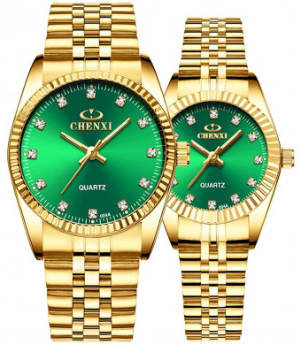 Couple Watches Swiss Brand Golden Watch Men Women Stainless Steel Waterproof Quartz Watch