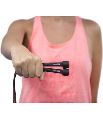 SPORTBIT Jump Rope - Adjustable - for Speed Skipping - with Bag and Exercise e-Book