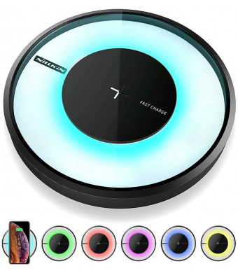Nillkin Wireless Charger, 10W Fast Qi Wireless Charging Pad [Colorful LED Light] 7.5W Compatible with iPhone 11/11 Pro/11 Pro Max/Xs Max/XS/XR/X/8 Plus,10W for Samsung Galaxy S20/S10/S10 Plus/Note 10