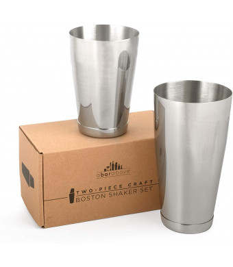 Premium Weighted Cocktail Shaker Set: Two-Piece Pro Boston Shaker Set. 18oz and 28oz Martini Drink Shaker