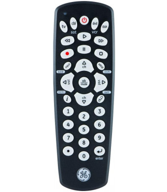 GE Universal Remote Control for Samsung, Vizio, LG, Sony, Sharp, Roku, Apple TV, RCA, Panasonic, Smart TVs, Streaming Players, Blu-ray, DVD, 4-Device, Black, 34708