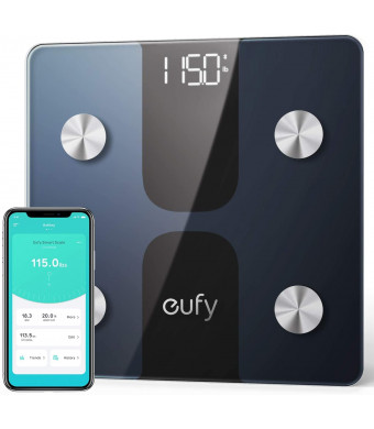 eufy Smart Scale C1 with Bluetooth, Body Fat Scale, Wireless Digital Bathroom Scale, 12 Measurements, Weight/Body Fat/BMI, Fitness Body Composition Analysis, Black/White, lbs/kg