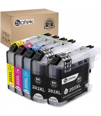 Sotek Compatible Ink Cartridge Replacement for LC203XL LC203 LC201, Use with MFC J480DW J680DW J880DW J460DW J485DW J885DW J5520DW J4320DW J4420DW J4620DW J5620 J5720DW (1 Set+ 1 BK)
