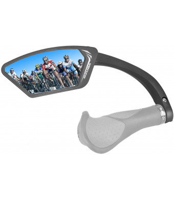 Venzo Bicycle Bike Handlebar Mount Mirror Blue (75%) or Silver (50%) Lens Anti-Glare Glass Left,Right or Pair Set - Big Rear View Crystal Clear - Cycling Mountain or Road Bike
