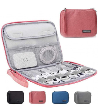 Electronics Organizer, GANAMODA Electronic Accessories Cable Bag Waterproof Travel Cable Storage case for USB Charging Cable Phone Mini Tablet and MorePink