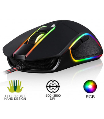 MOTOSPEED USB Wired 3500DPI Gaming Mouse Support Macro Programming, with 6 Buttons, Adjustable RGB Backlit, 6 Adjustable DPI Mouse for PC, Laptop, Apple MacBook