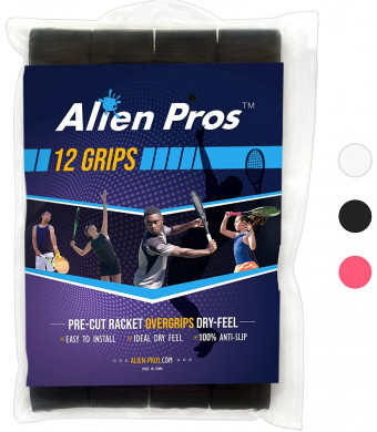 Alien Pros Tennis Racket Grip Tape (6 Grips)  Precut and Dry Feel Tennis Grip  Tennis Overgrip Grip Tape Tennis Racket  Wrap Your Racquet for High Performance (6 Grips, White)