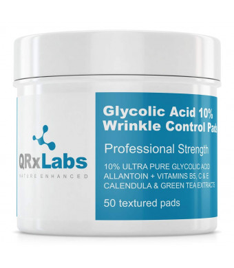 Glycolic Acid 10% Wrinkle Control Pads - 10% Ultra Pure Glycolic Acid, Allantoin, Vitamins B5, C and E, Calendula and Green Tea Extracts - Keep skin smooth and prevents wrinkles and lines - Peel Pads