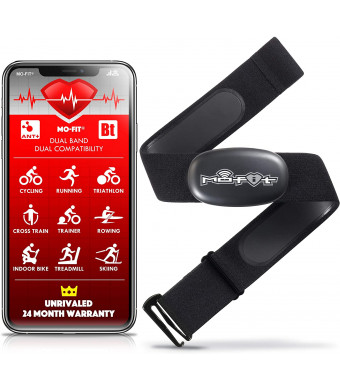Mo-Fit Heart Rate Monitor Chest Strap for Garmin, Apple, Android, Peloton, Zwift, ANT+ and Most Bluetooth 4.0 Enabled Fitness Devices